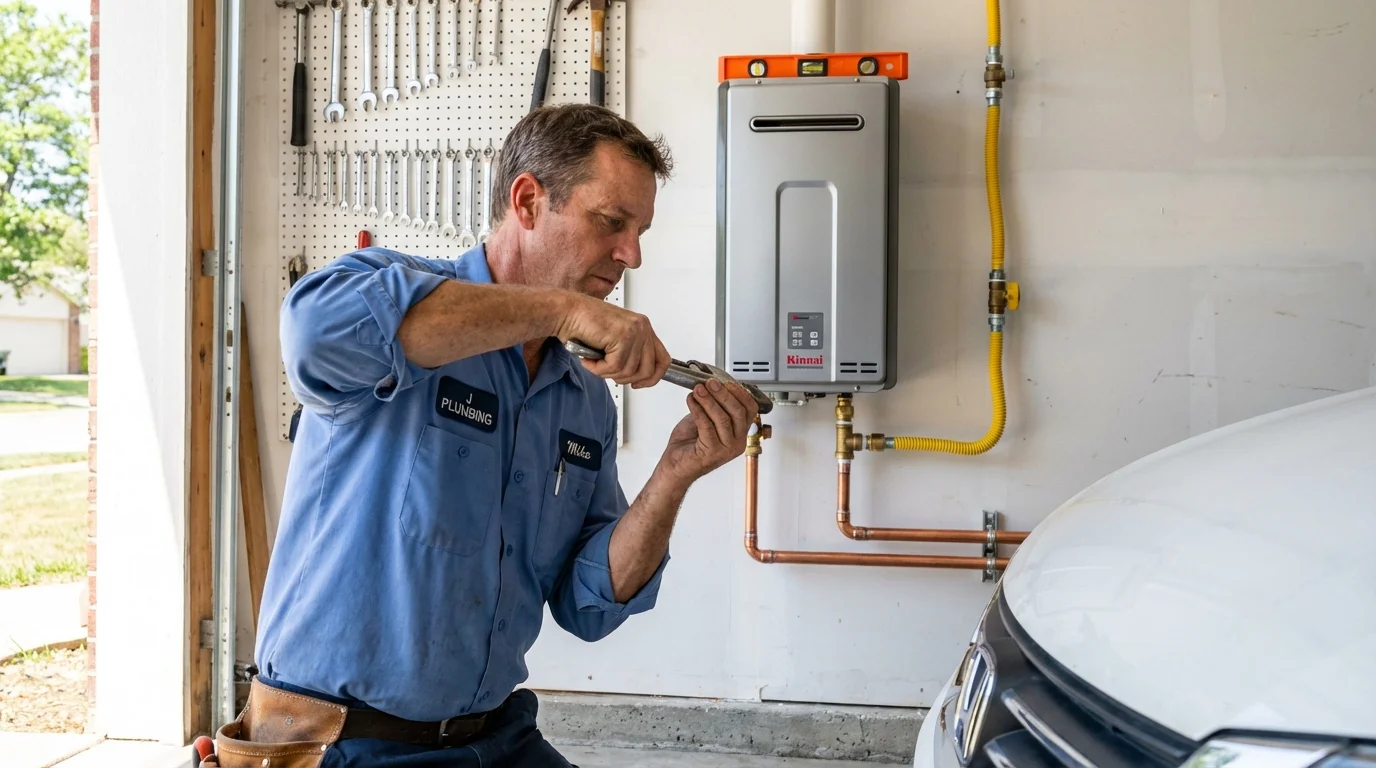 Tankless water heater installation by a Johns Plumbing LLC plumber in Prairie View